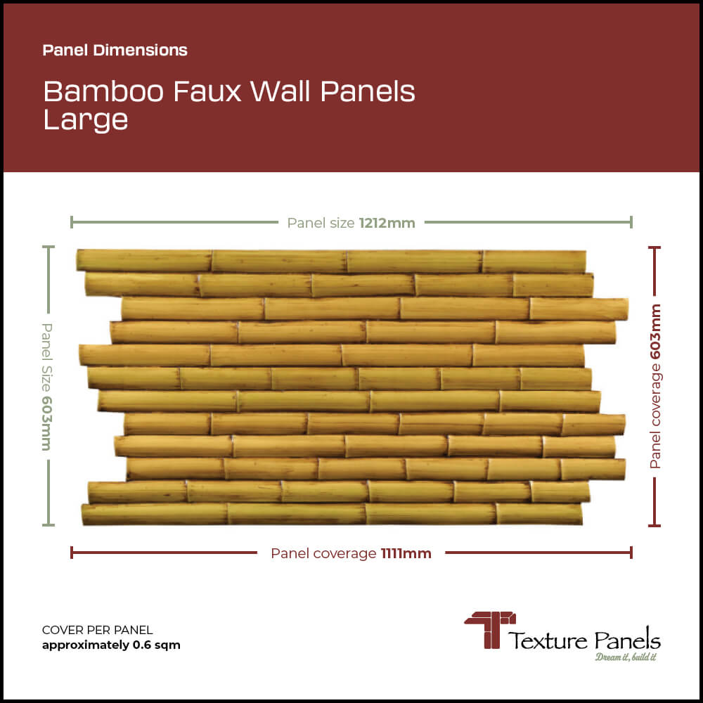 Bamboo Large Faux Wall Panels Interlock | panel dimensions | Texture Panels