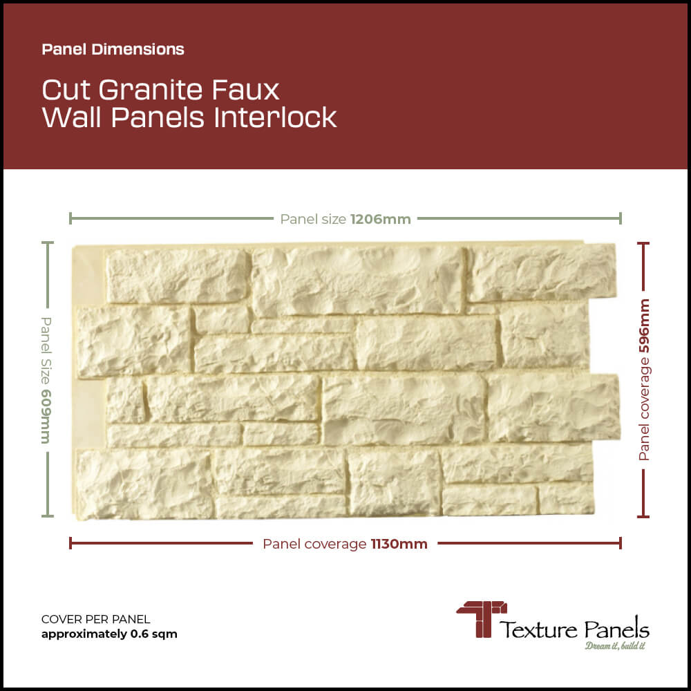 Cut Granite Faux Wall Panels Interlock panel dimensions | Texture Panels
