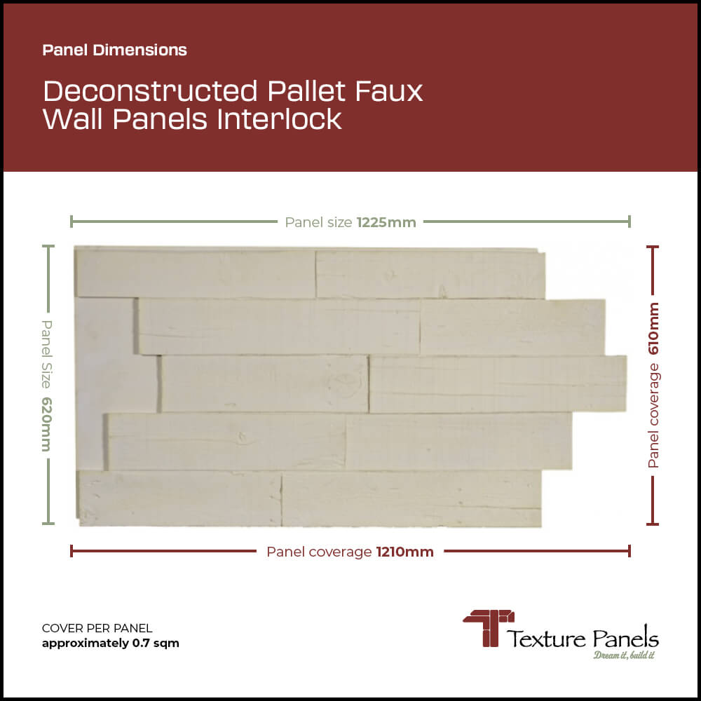 Deconstructed Pallet Faux Wall Interlock panel dimensions