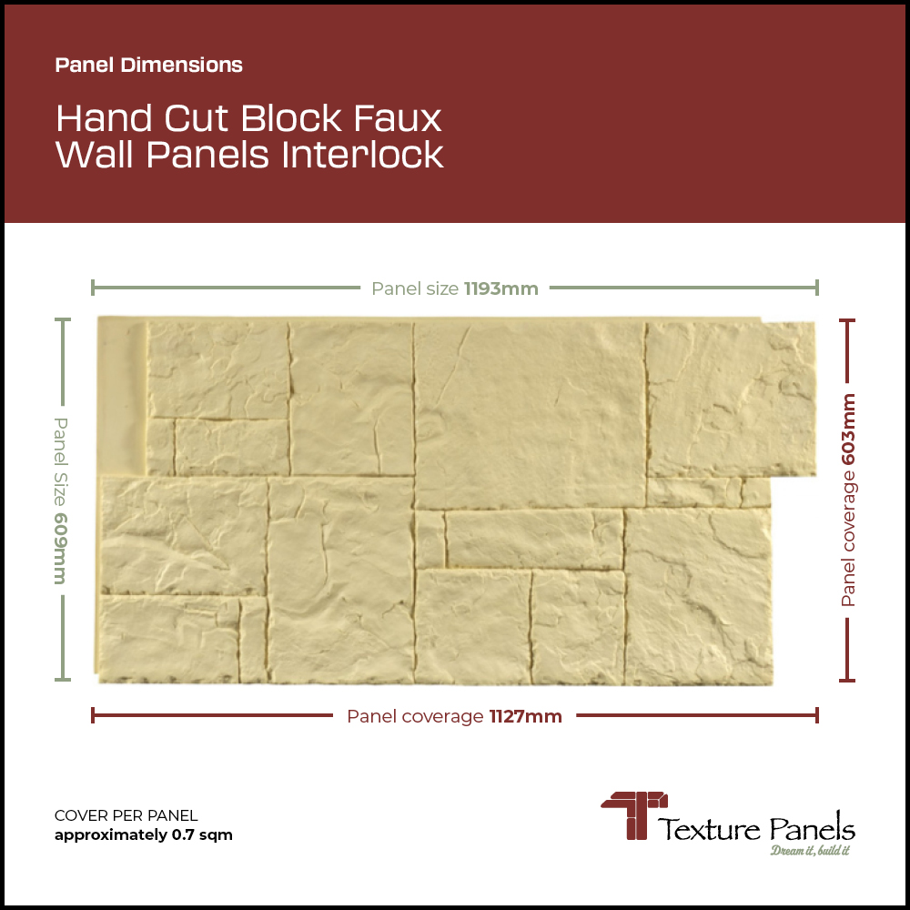 Hand Cut Block Faux Wall Panels Interlock panel dimensions | Texture Panels