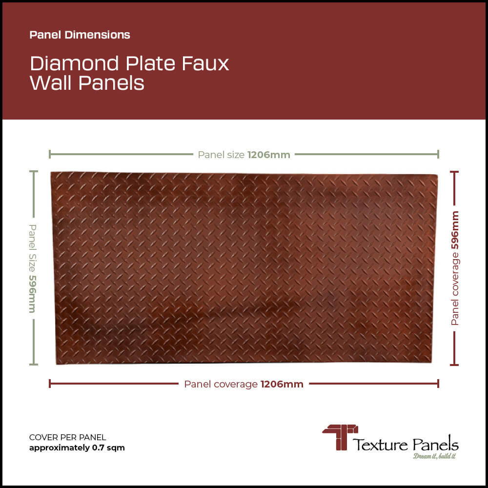 Diamond Plate Faux Wall panel dimensions