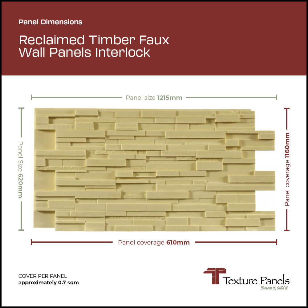 Reclaimed Timber Faux Wall Interlock panel dimensions