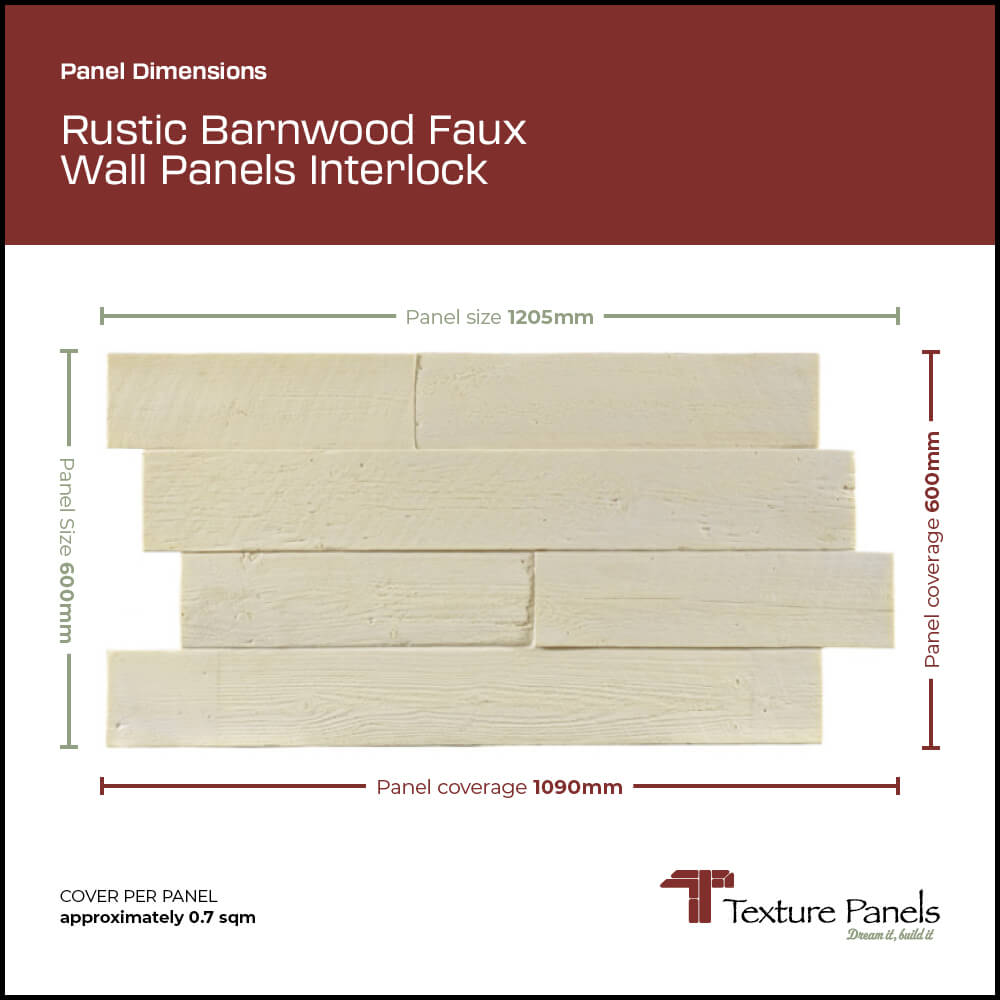 Rustic Barnwood Faux Wall Panels Interlock | panel dimensions | Texture Panels