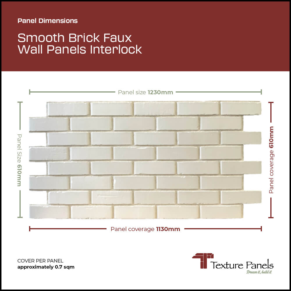 Smooth Brick Faux Wall Panels Interlock panel dimensions