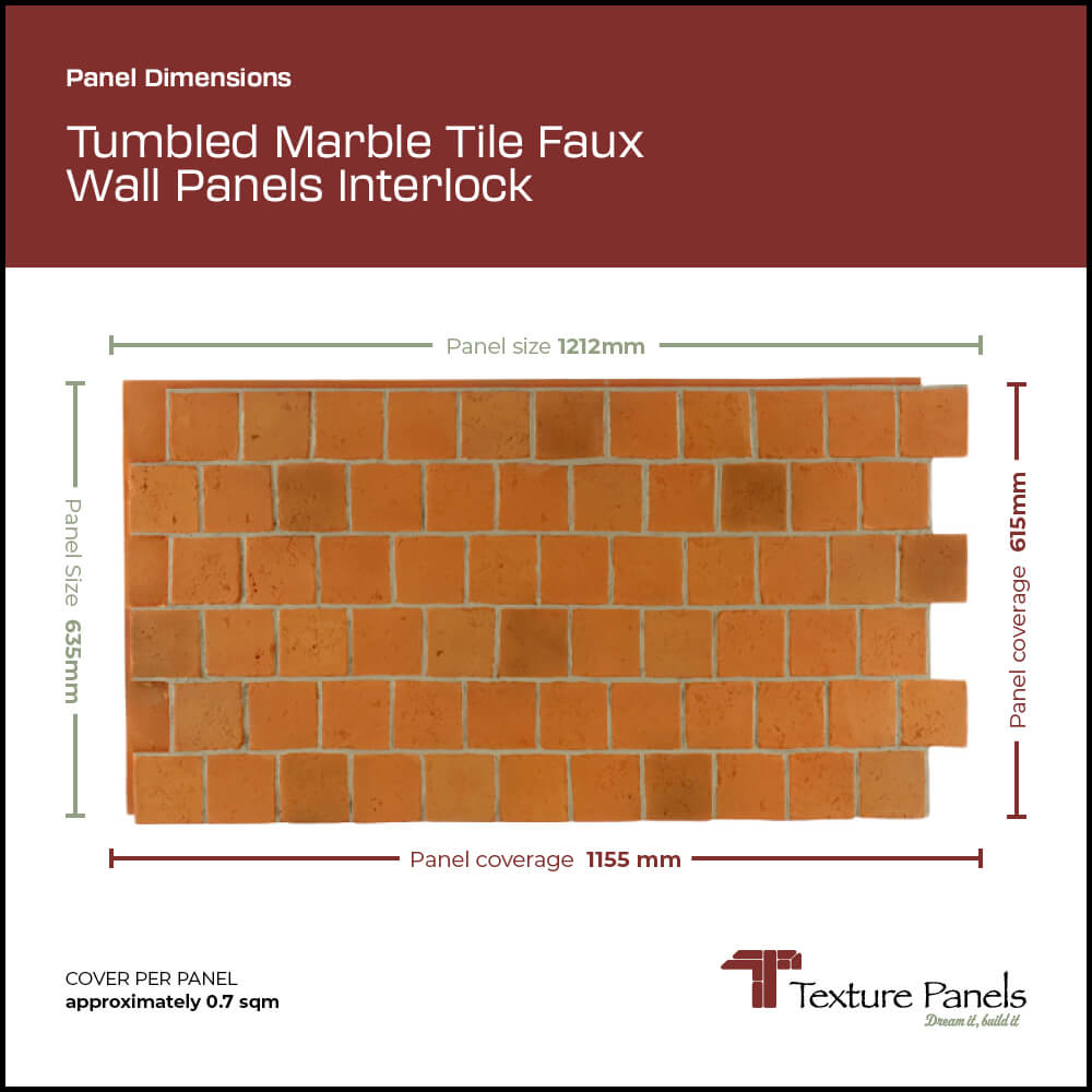 Tumbled Marble Tile Faux Wall panel dimensions