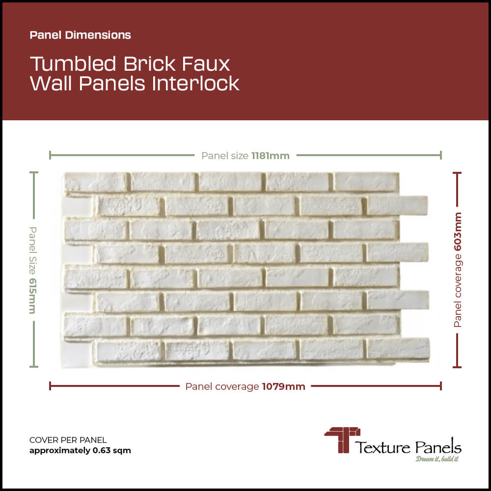 Tumbled Brick Faux Wall Panels Interlock panel dimensions