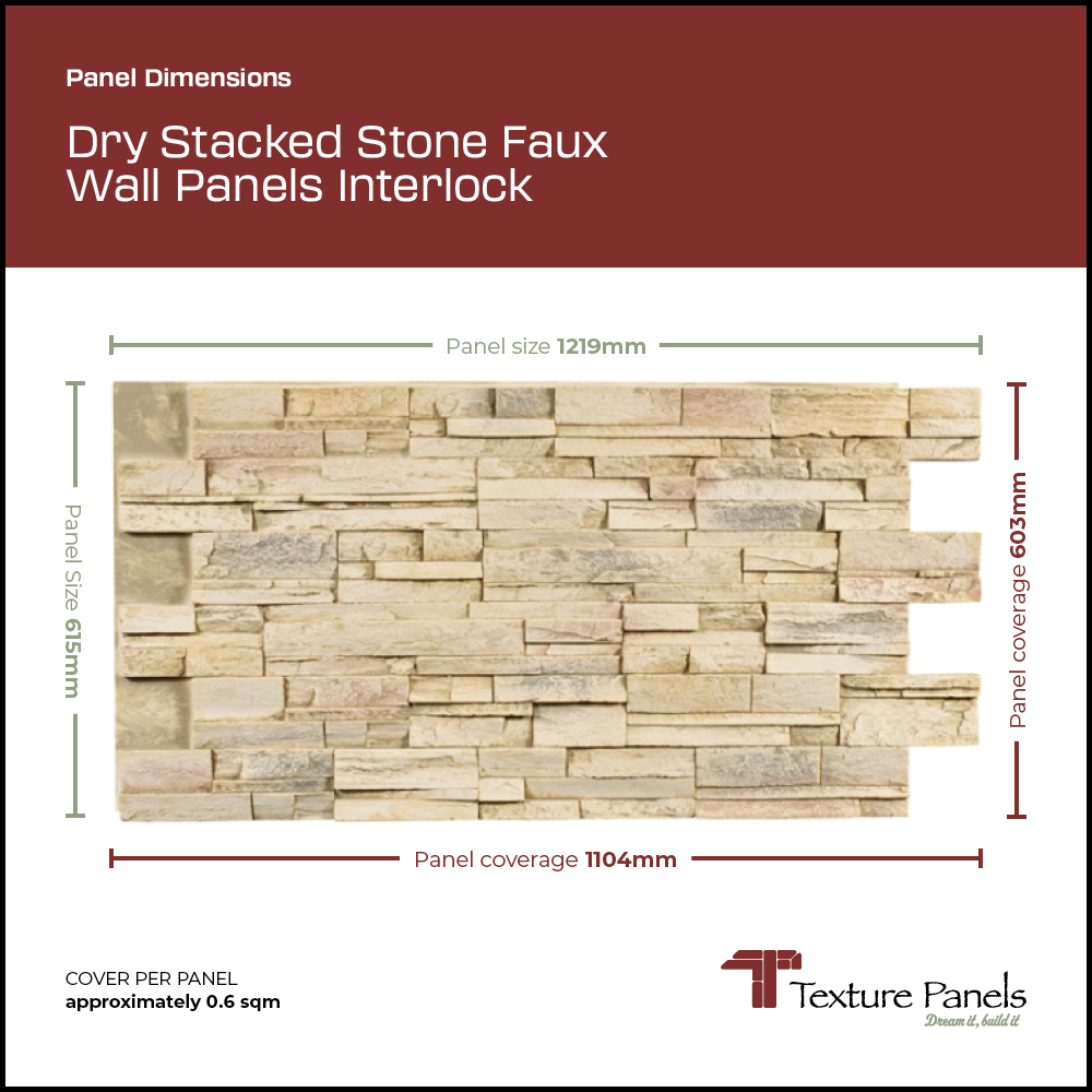 Dry Stacked Stone Faux Wall Panels Interlock panel dimensions | Texture Panels